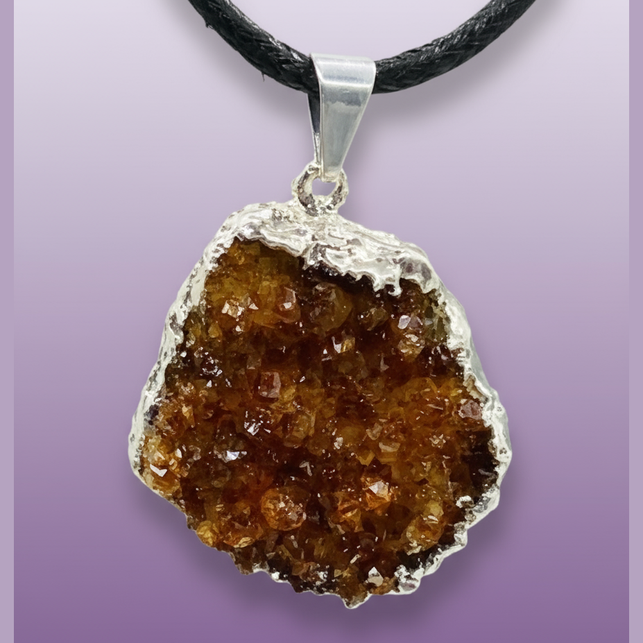 Raw Citrine Druzy Pendant - Clean Professional