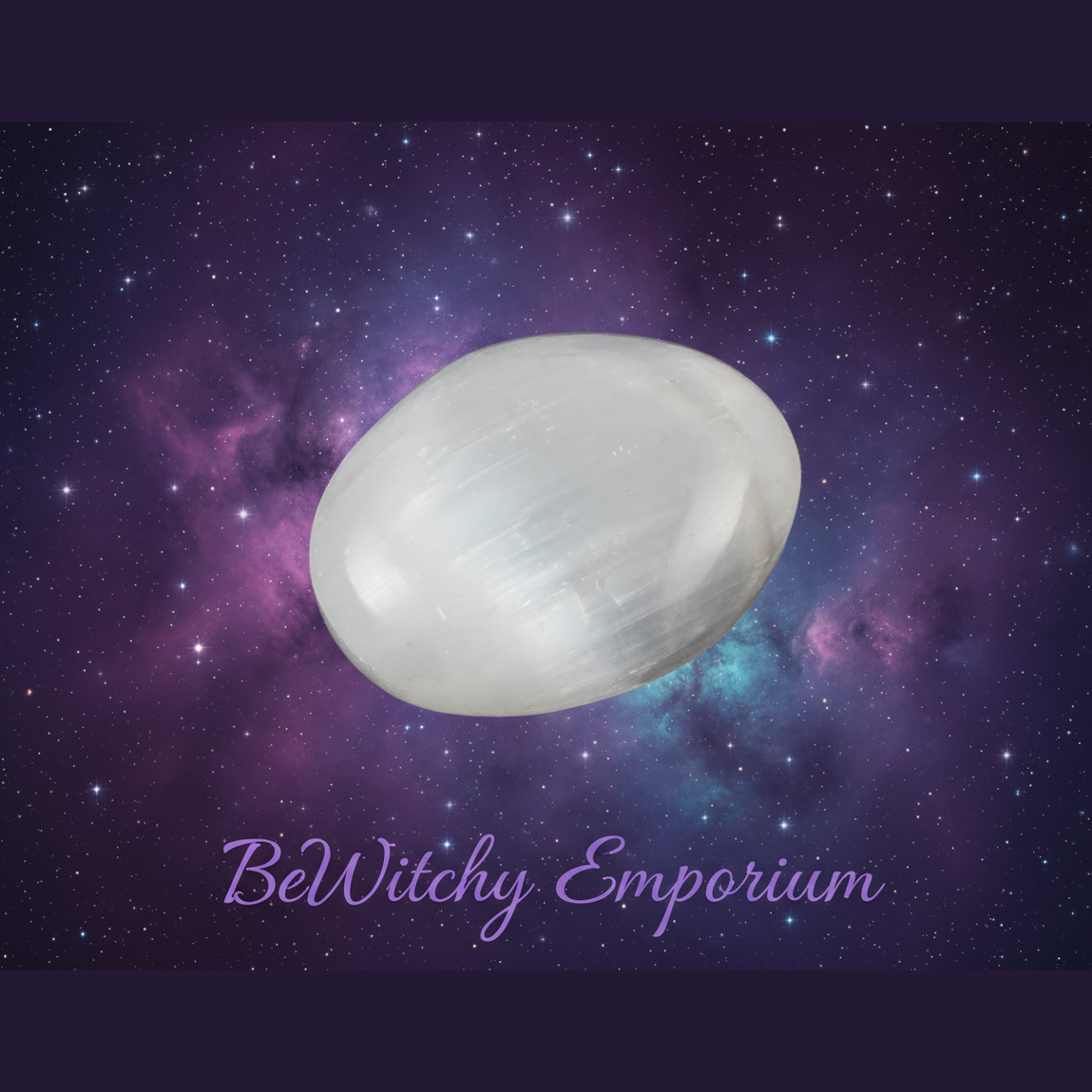 Selenite Palm Stone - Mystical Starry Night