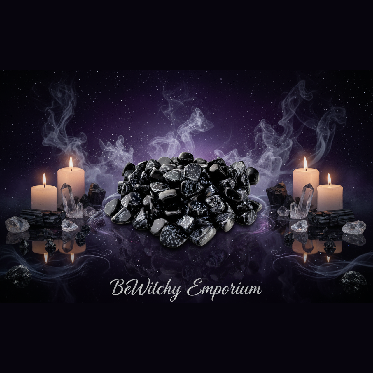 Snowflake Obsidian Tumbled Stones - Mystical Altar Style