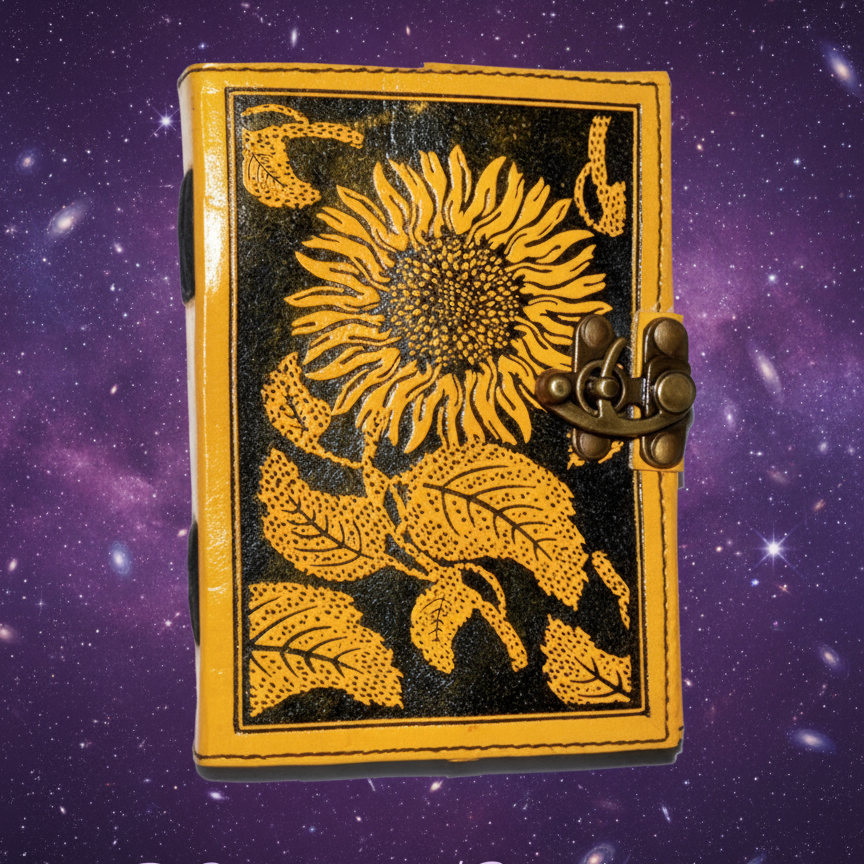 Sunflower Leather Journal - Mystical Starry Night