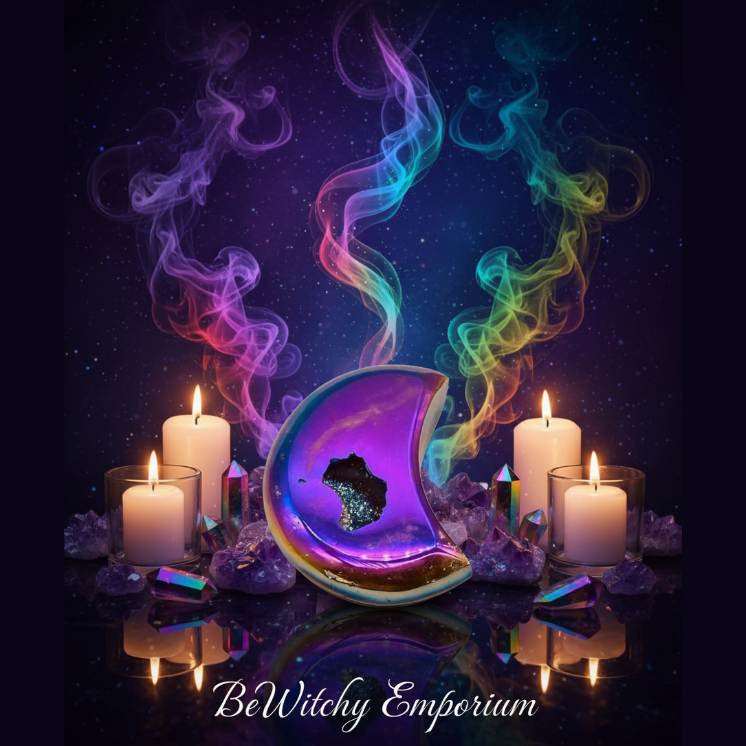 Titanium Aura Moon Dish - Mystical Altar Style