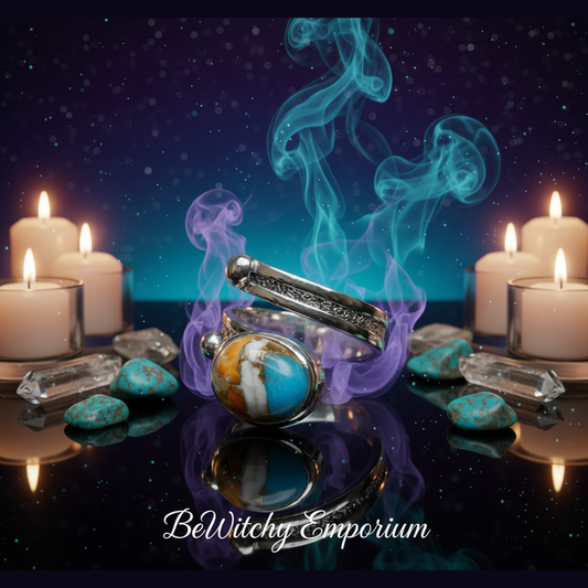 Turquoise Silver Ring - Mystical Altar Style