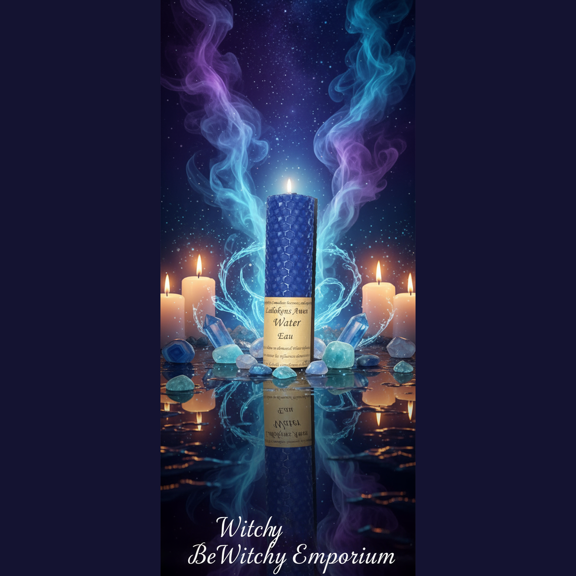 Water Element Candle - Mystical Altar Style