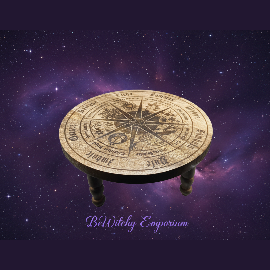 Wheel of the Year Altar Table - Mystical Starry Night